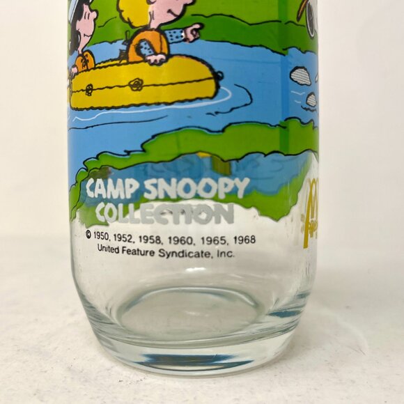 Vintage 80s McDonald's CAMP SNOOPY River Rafting Collector's Glass Peanuts - Picture 6 of 7